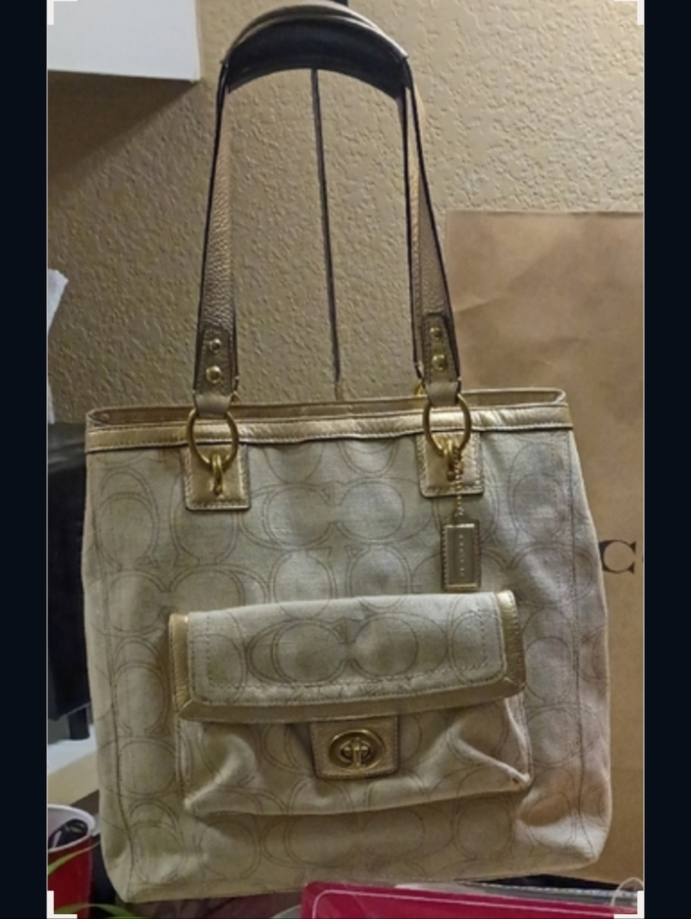 Coach Penelope Signature Linen Tote Bag